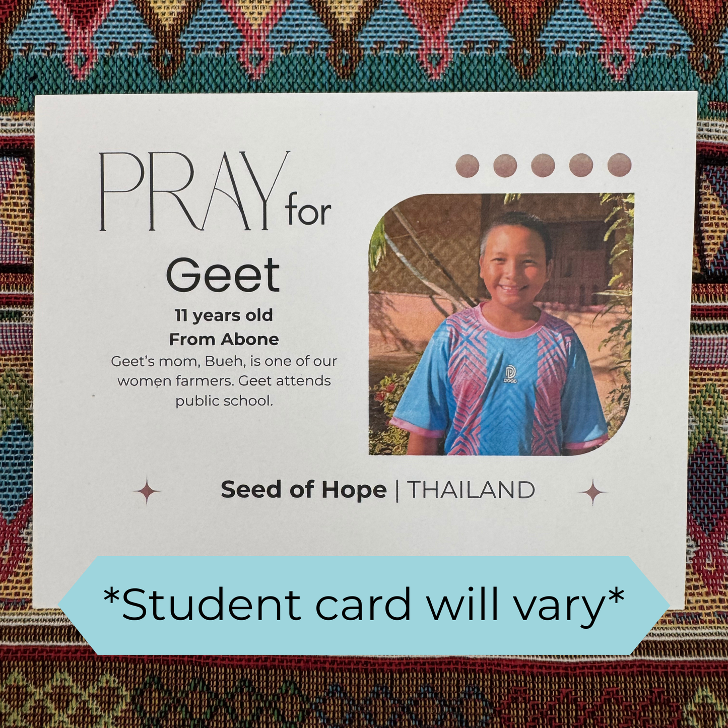 Akha Handcrafted Bookmark / Bracelet WITH PRAYER CARD