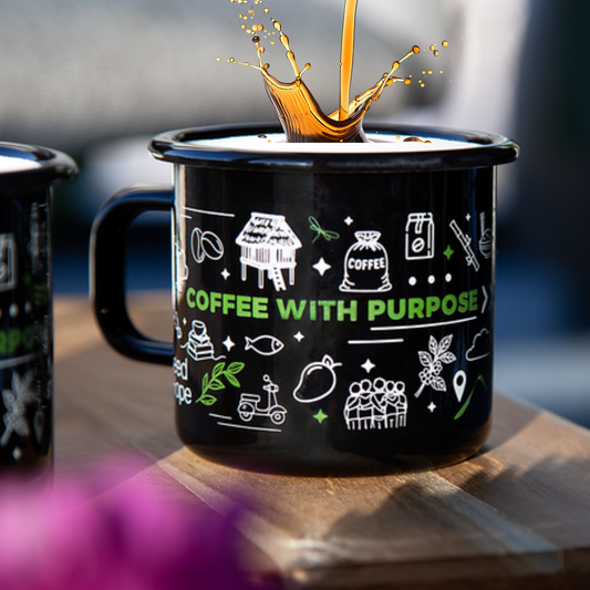 Coffee with Purpose Story Mug — 12 oz Enamelware by Emalco