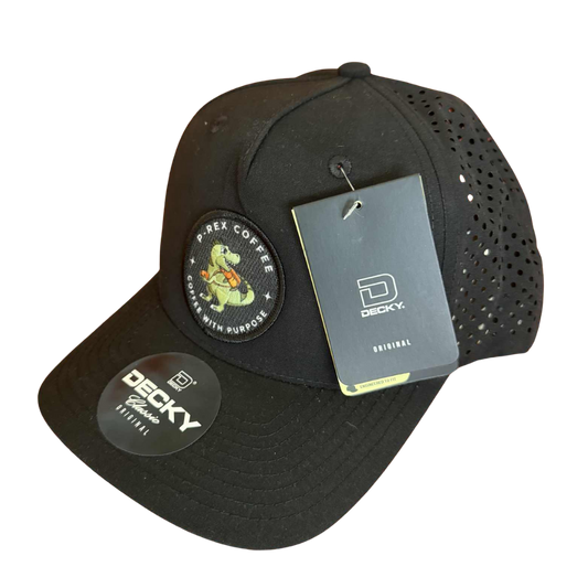 P-REX Coffee Performance Hat BLACK | Decky 5 Panel Mid Profile