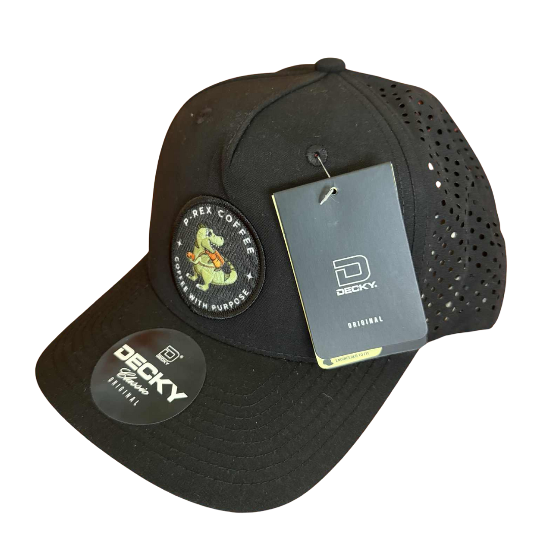P-REX Coffee Performance Hat BLACK | Decky 5 Panel Mid Profile